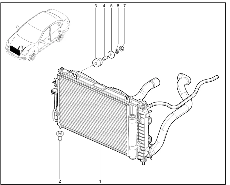 Радиатор охлаждения двигателя (с КУ)(BVM5,BVA4)