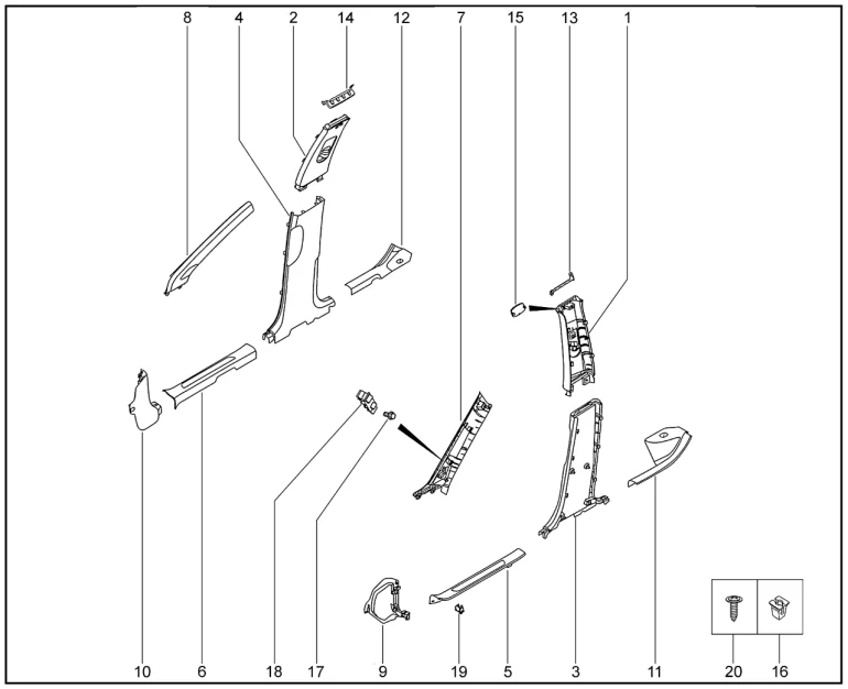 Обивки стоек для XCITE X-Cross 7, Chery Tiggo 7 Pro