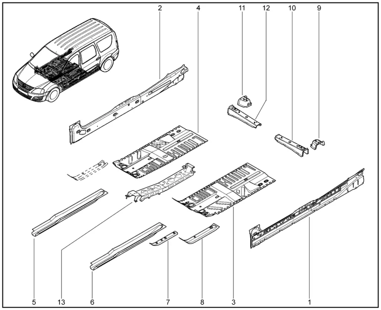 Элементы кузова нижние средние