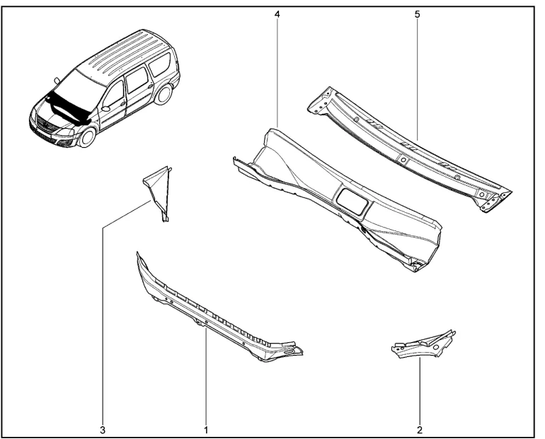 № Наименование детали Артикул Дополнительный артикул 1 Поперечина панели приборов в сборе
