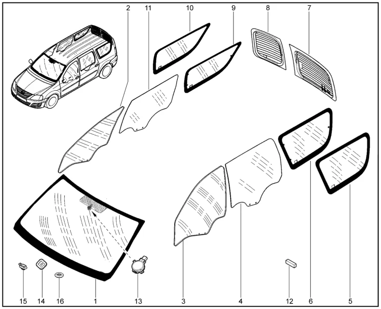 Стекла (периметр кузова)
