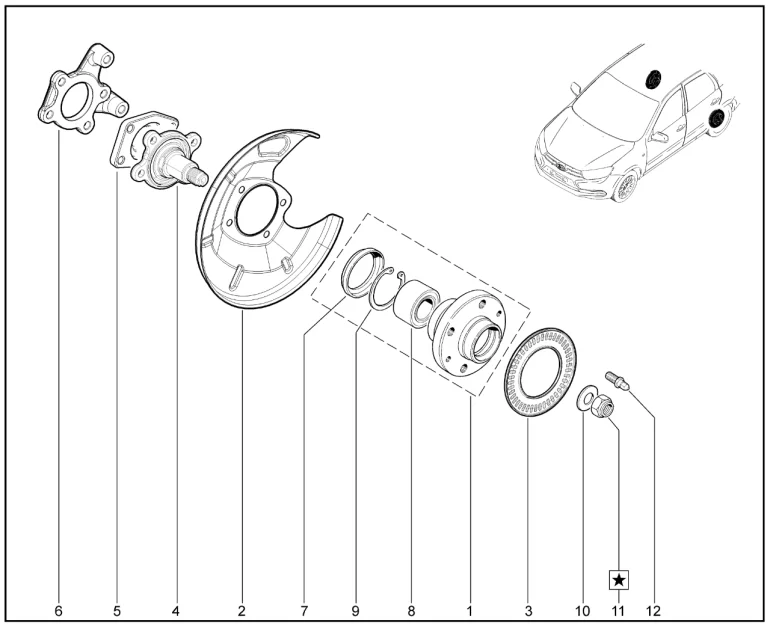 Ступица колеса заднего, диск заднего тормоза (Спорт)