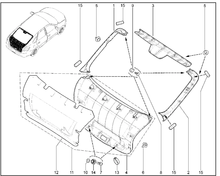 Обивка двери задка (лифтбек)