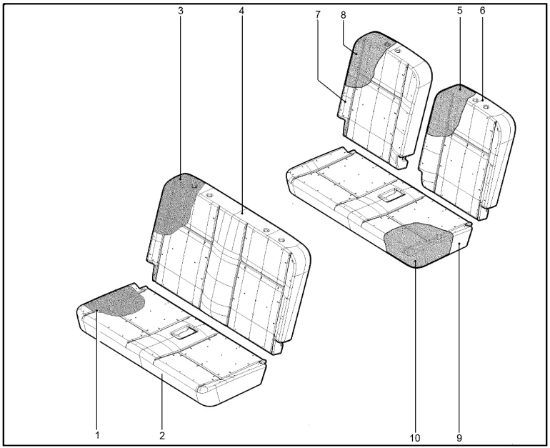 Обивка, набивка сидений третьего ряда