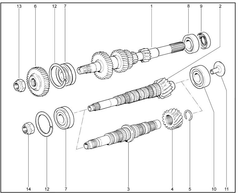 Вал коробки передач первичный и вторичный (механич. 5 ст.)