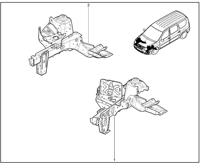 Брызговик с лонжероном в сборе (двигатель RENAULT)