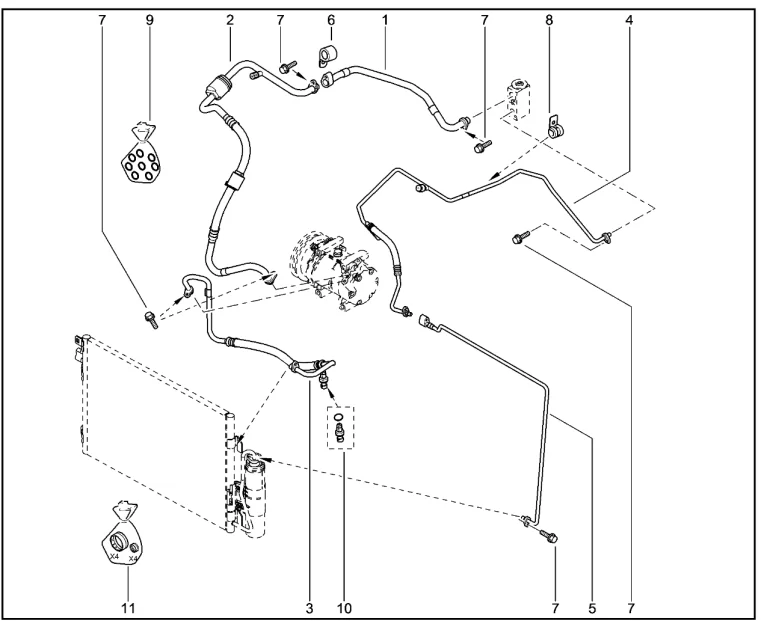 Трубопровод, шланги кондиционера (K4M)