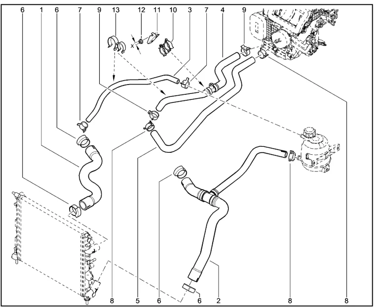 Шланги системы охлаждения двигателя (K7M)