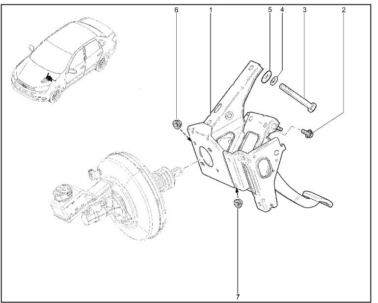 Блок педалей сцепления и тормоза (авто. с роботизированной, автоматической КПП)