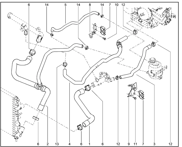 Шланги системы охлаждения двигателя (K4M)
