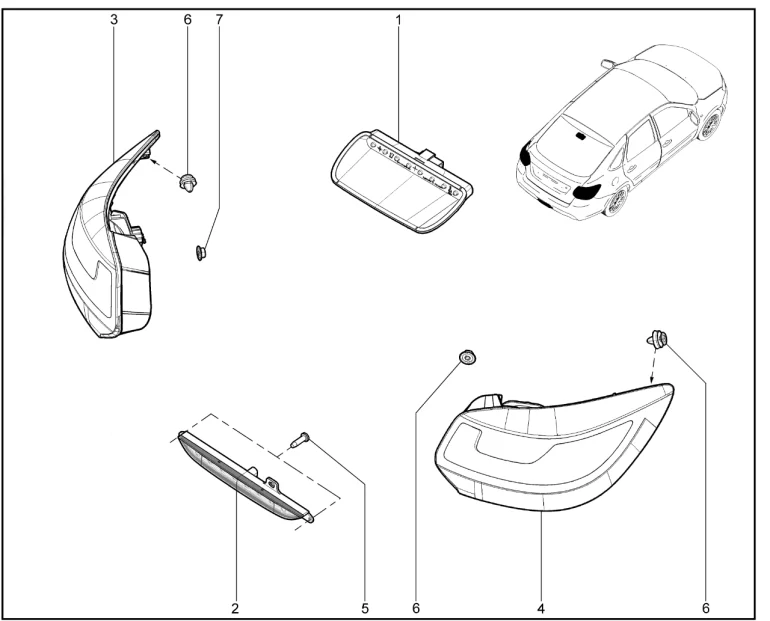 Фонари задние (лифтбек)