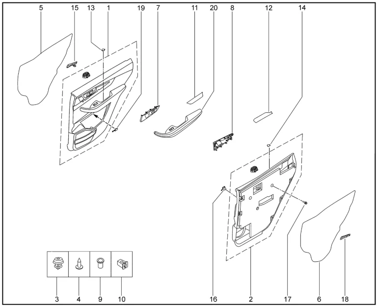 Обивки дверей задние для XCITE X-Cross 8, Chery Tiggo 8 Pro