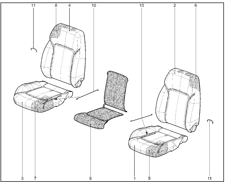 Обивки, набивки, обогрев сидений первого ряда