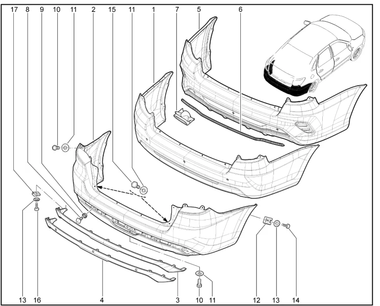 Бампер задний (седан,лифтбек)(FL) с 30.07.2018