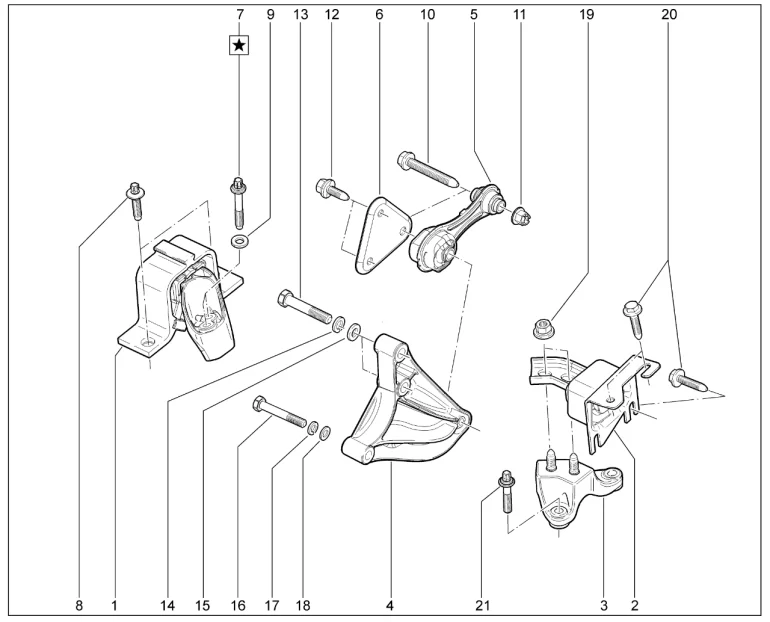 Подвеска двигателя (P3M,P4M - BVI5)(до 03.2020)