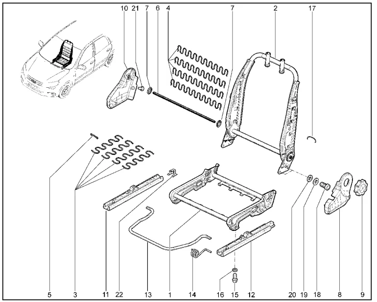 Каркас сиденья пассажира