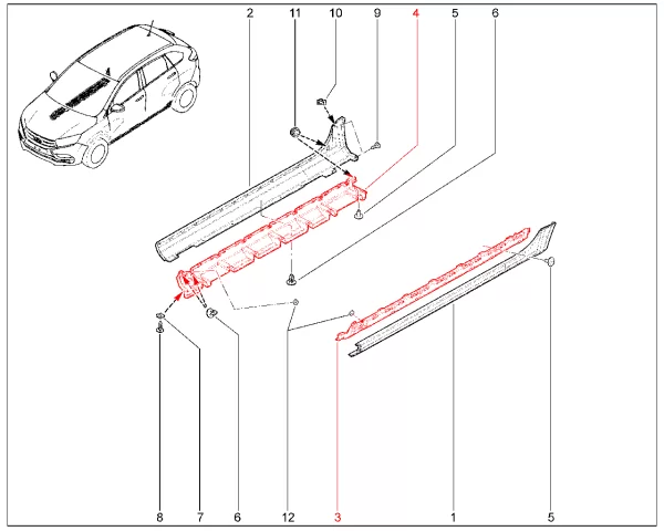 Кронштейн обтекателя порога для Lada XRAY Cross