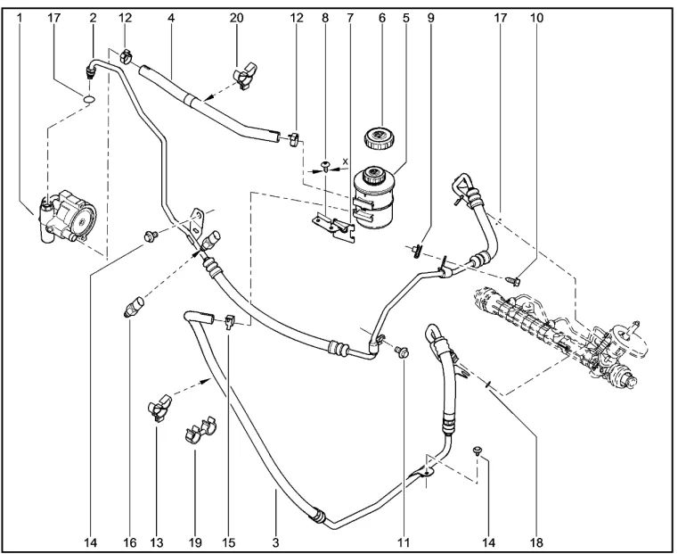 Система гидроусилителя рулевого управления (K4M с КУ)