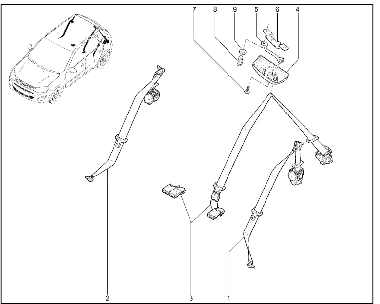 Ремни безопасности задние (хэтчбек до 11.2019)