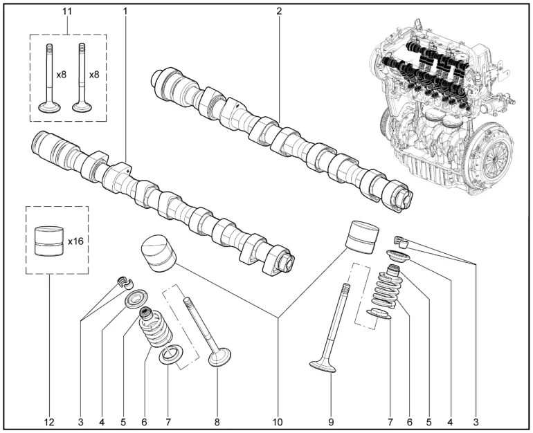 Распредвалы, клапаны (Р4М)
