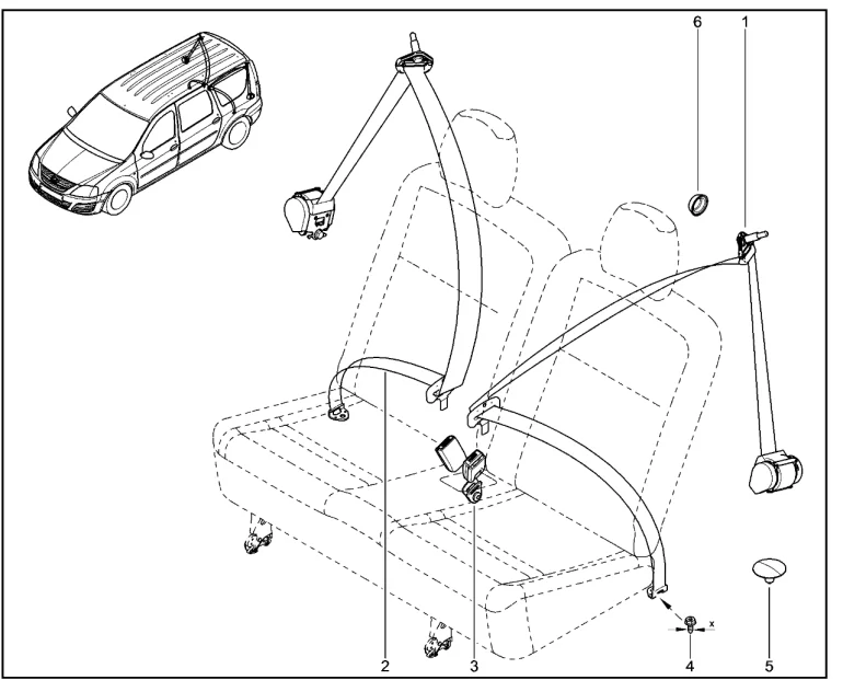 Ремни безопасности 3-го ряда