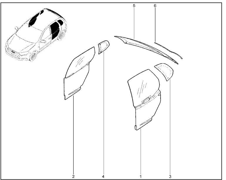 Стекла задних дверей и задка (хэтчбек) (FL) c 30.07.2018