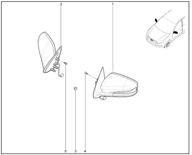 Зеркала заднего вида наружные (FL) c 30.07.2018
