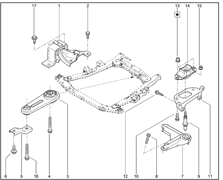Подвеска двигателя (K7M)