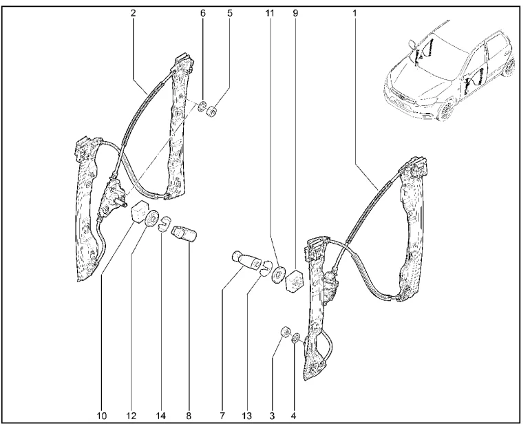 Механические стеклоподъемники передних дверей