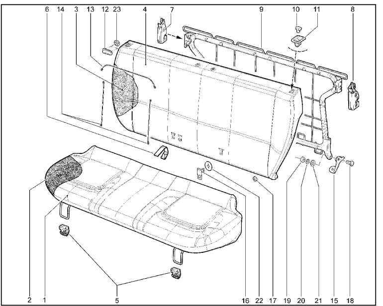 Каркас сиденья второго ряда (100)