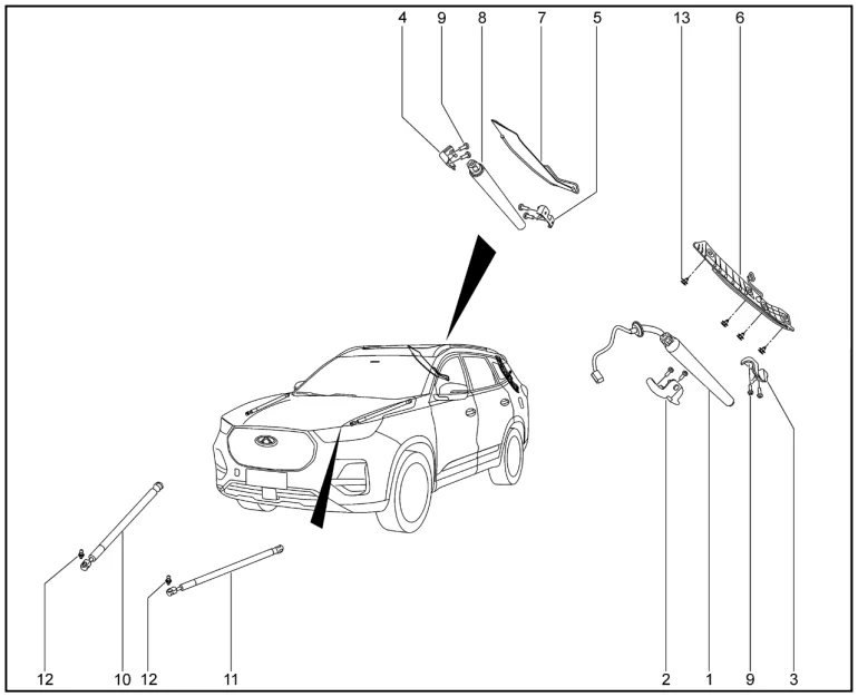 Газовый упор для XCITE X-Cross 8, Chery Tiggo 8 Pro