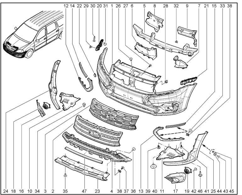 Бампер передний (FL)