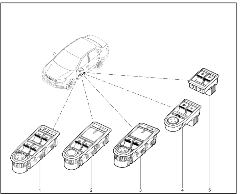 Модуль переключателя стеклоподъемника двери водителя