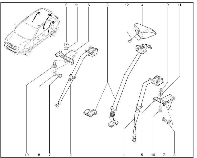 Ремни безопасности задние (универсал до 11.2019))