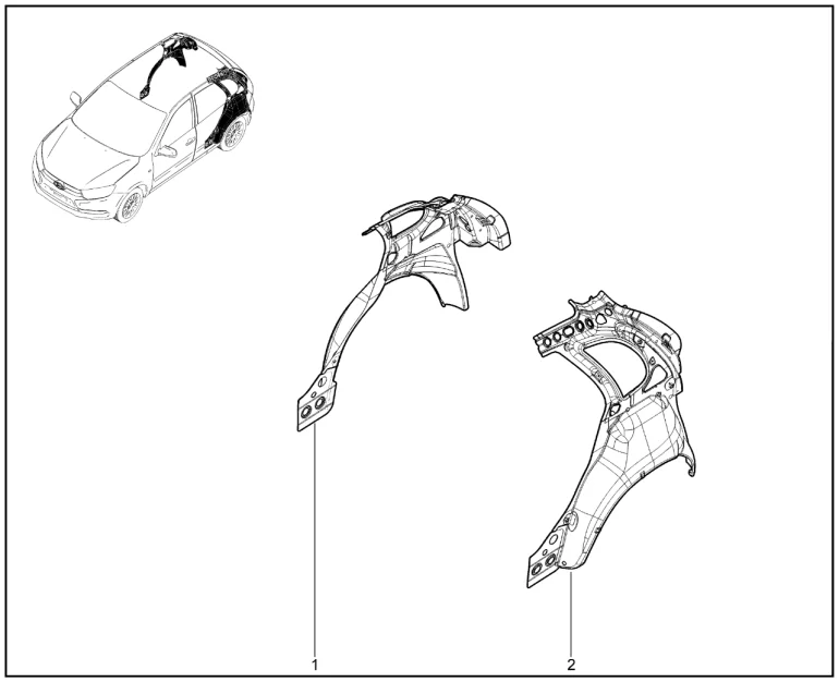 Панели боковины задние внутренние (хэтчбек)