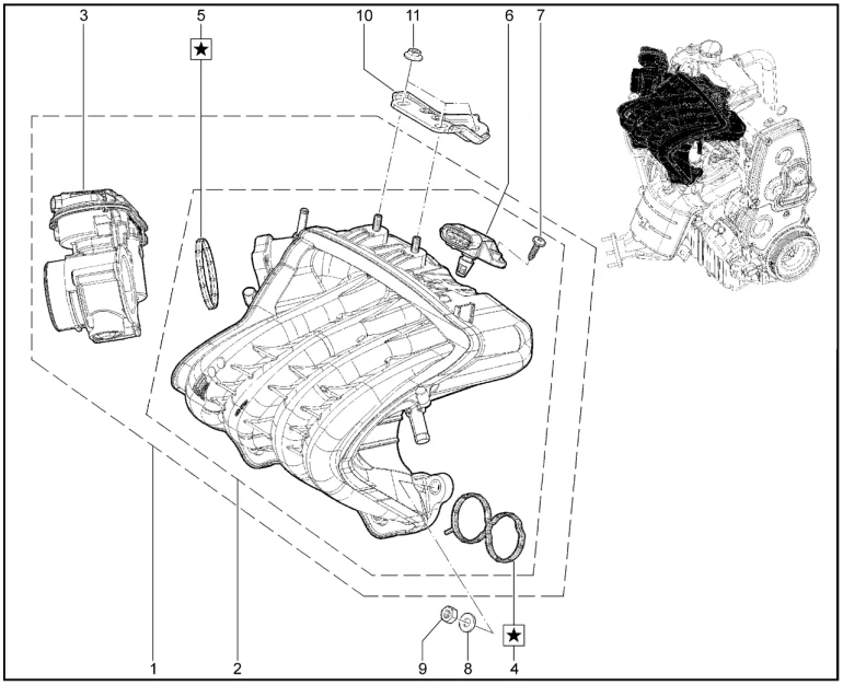 Модуль впуска, патрубок дроссельный (P3M-11189)
