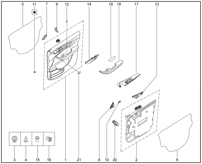 Обивки дверей передние для XCITE X-Cross 8, Chery Tiggo 8 Pro
