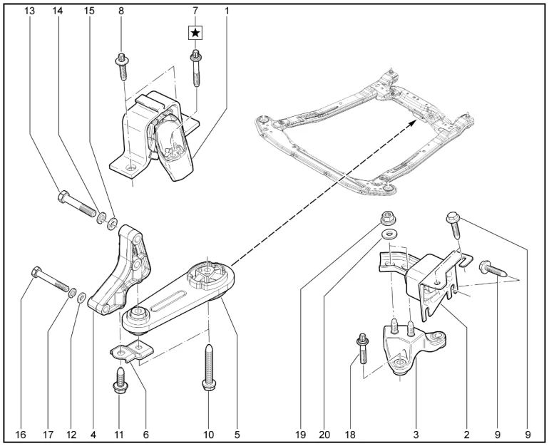 Подвеска двигателя (P3M,P4M - BVI5)(c 03.2020)
