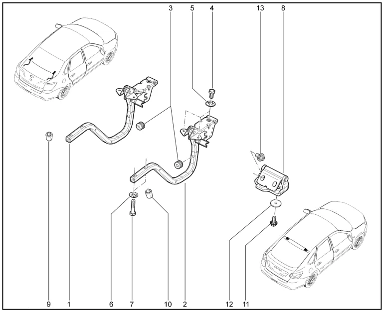 Петли крышки багажника, двери задка (седан,лифтбек) (FL) с 30.07.2018