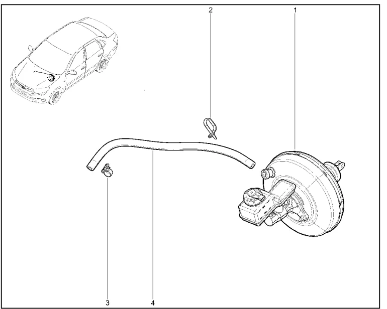 Усилитель тормозов вакуумный в сборе
