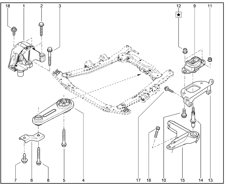 Подвеска двигателя (K4M)