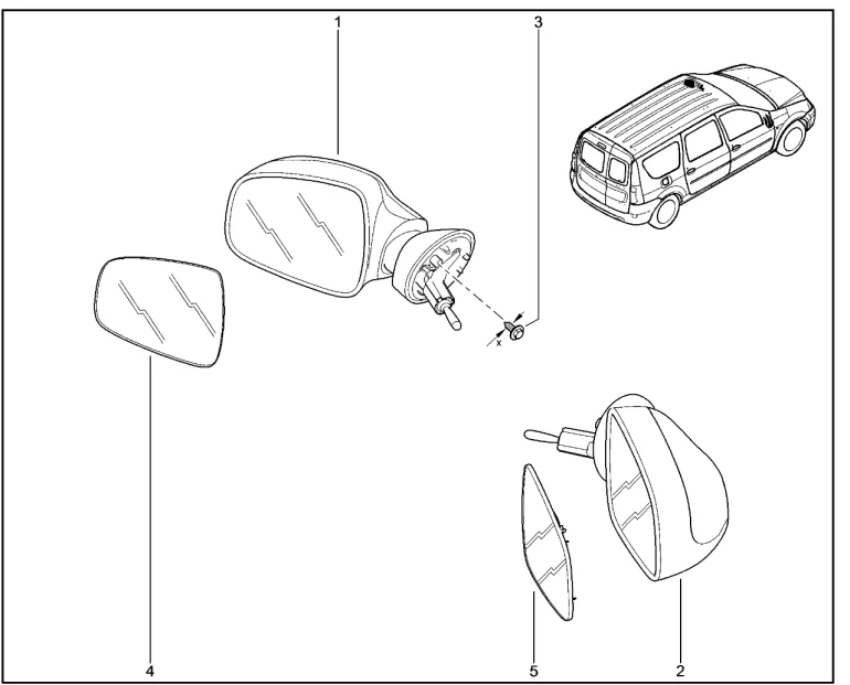Зеркала заднего вида наружные с ручной регулировкой