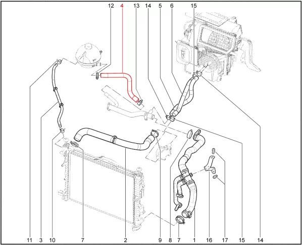 Шланг заправочный системы охлаждения (1.8л, вариатор) для Lada Vesta, Azimut
