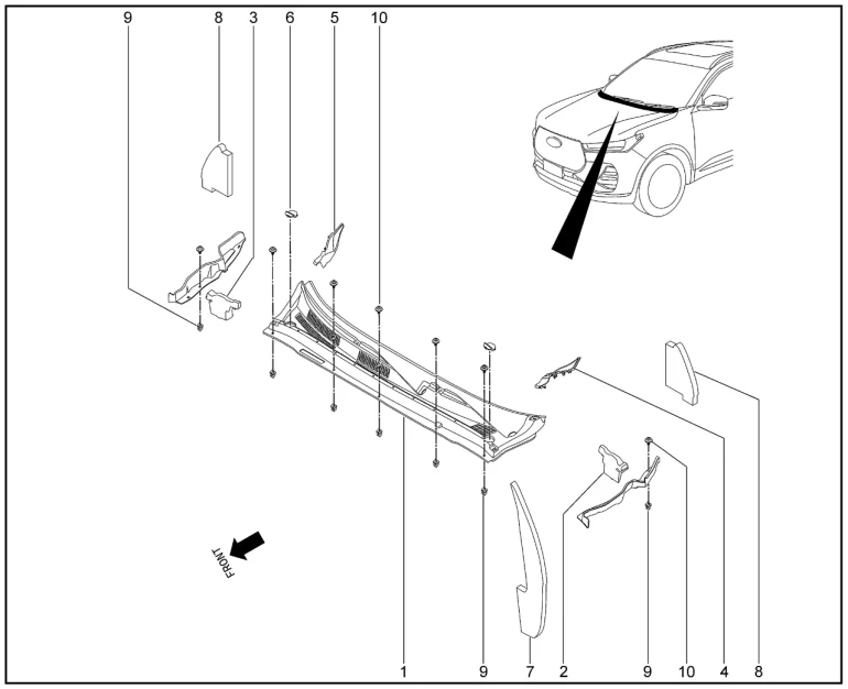 Накладка рамы ветрового окна для XCITE X-Cross 7, Chery Tiggo 7 Pro