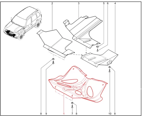 Защита двигателя для Lada Niva Travel 1.8л