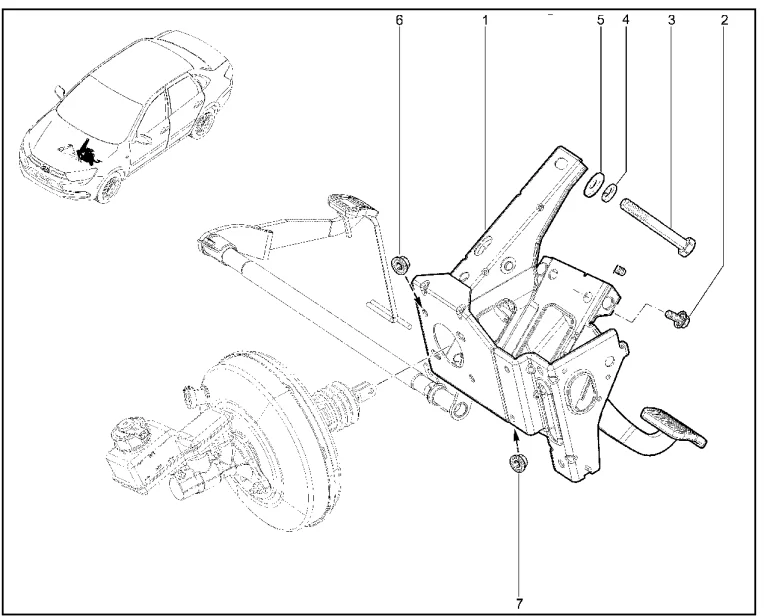 Педальный узел (учебный автомобиль с роботизированной, автоматической КПП)