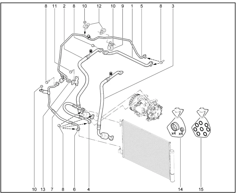 Трубопровод, шланги кондиционера (P3M, P4M)(FL)