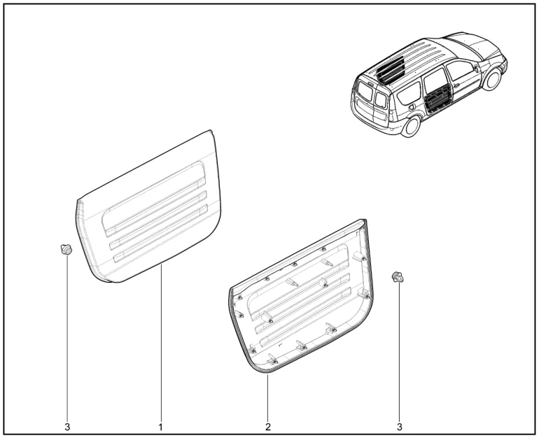 Обивки задних дверей (фургон) (FL)