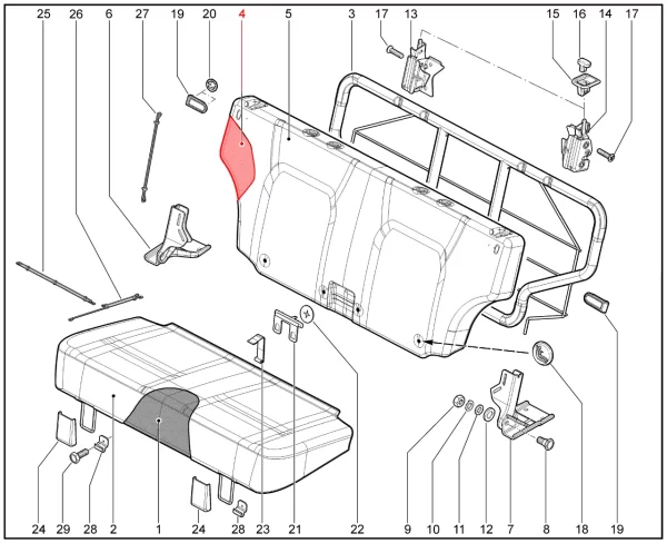 Набивка спинки заднего сиденья для Lada Niva Legend, 4x4, Urban
