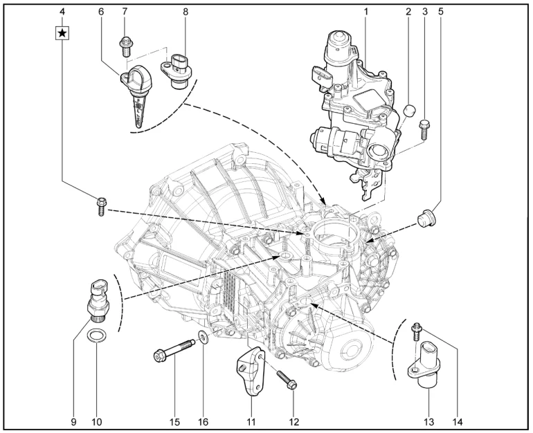 Элементы коробки передач (наружные)(КПП роботизированная)